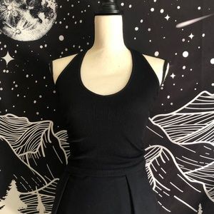 Black Ribbed Halter Top